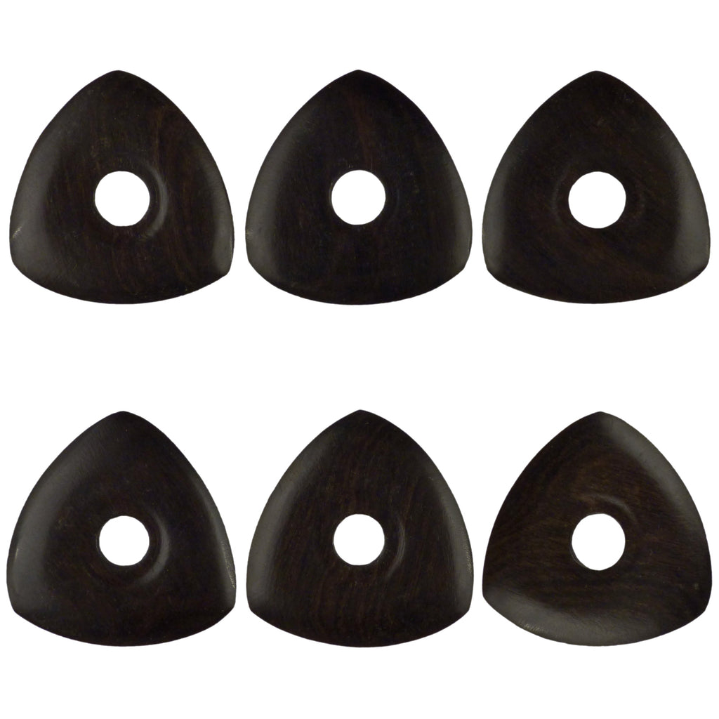 Ebony Wood Guitar Or Bass Pick - 4.0 mm Ultra Heavy Gauge - 346 Contoured Triangle With Grip Hole Shape - Natural Finish Handmade Specialty Exotic Plectrum Exotic Plectrums