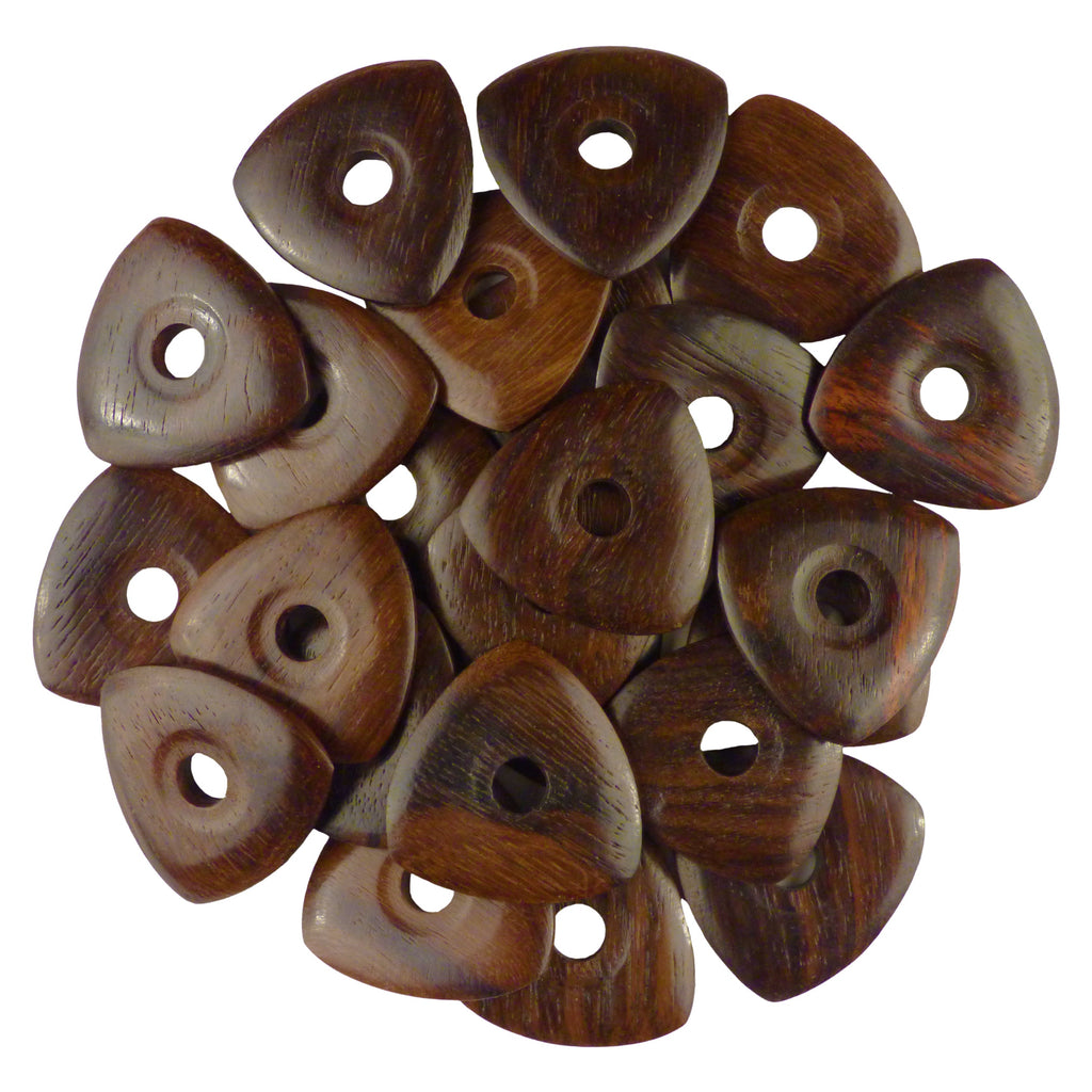 Rosewood Guitar Or Bass Pick - 4.0 mm Ultra Heavy Gauge - 346 Contoured Triangle With Grip Hole Shape - Natural Finish Handmade Specialty Exotic Plectrum Exotic Plectrums