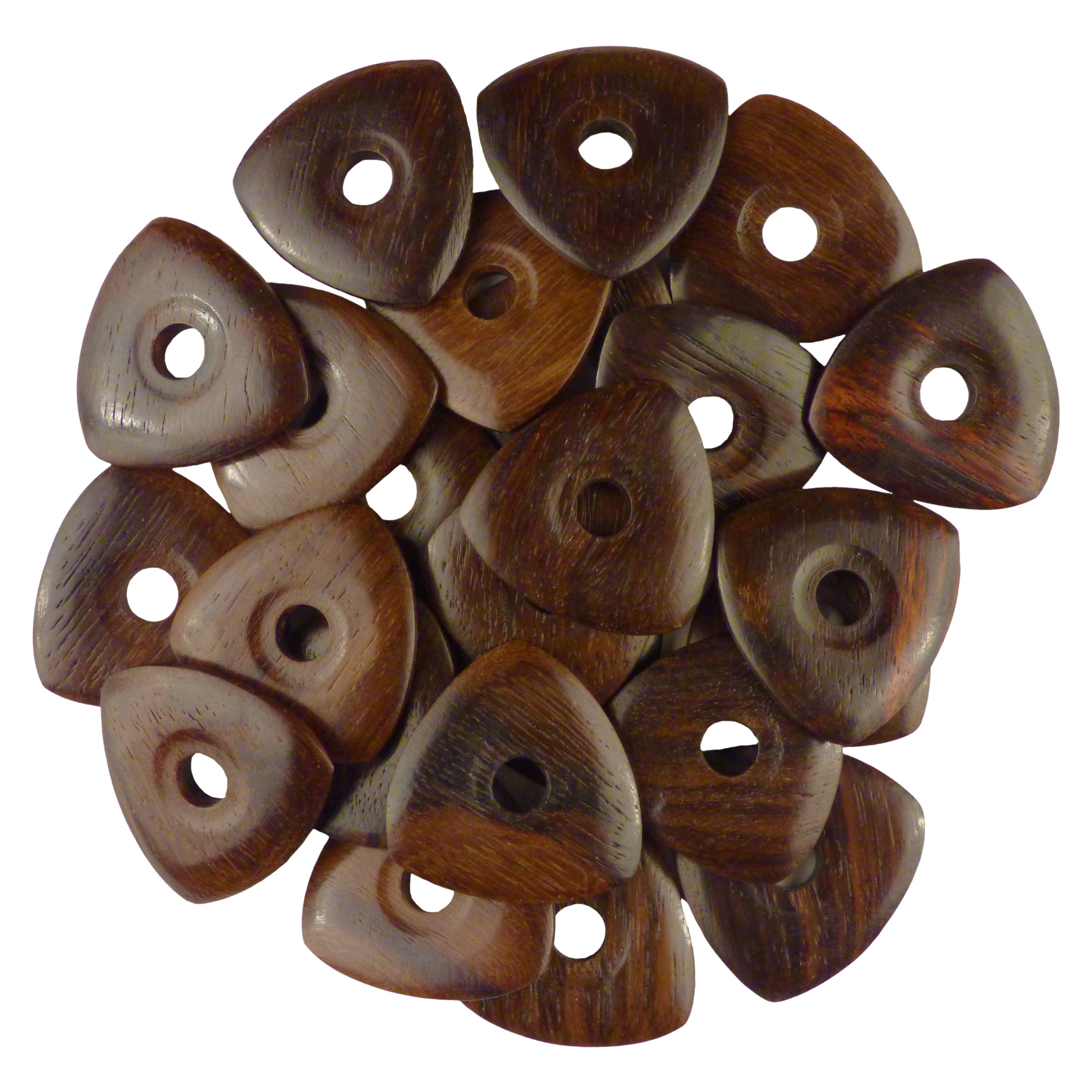 Rosewood Guitar Or Bass Pick - 4.0 mm Ultra Heavy Gauge - 346 Contoured Triangle With Grip Hole Shape - Natural Finish Handmade Specialty Exotic Plectrum Exotic Plectrums