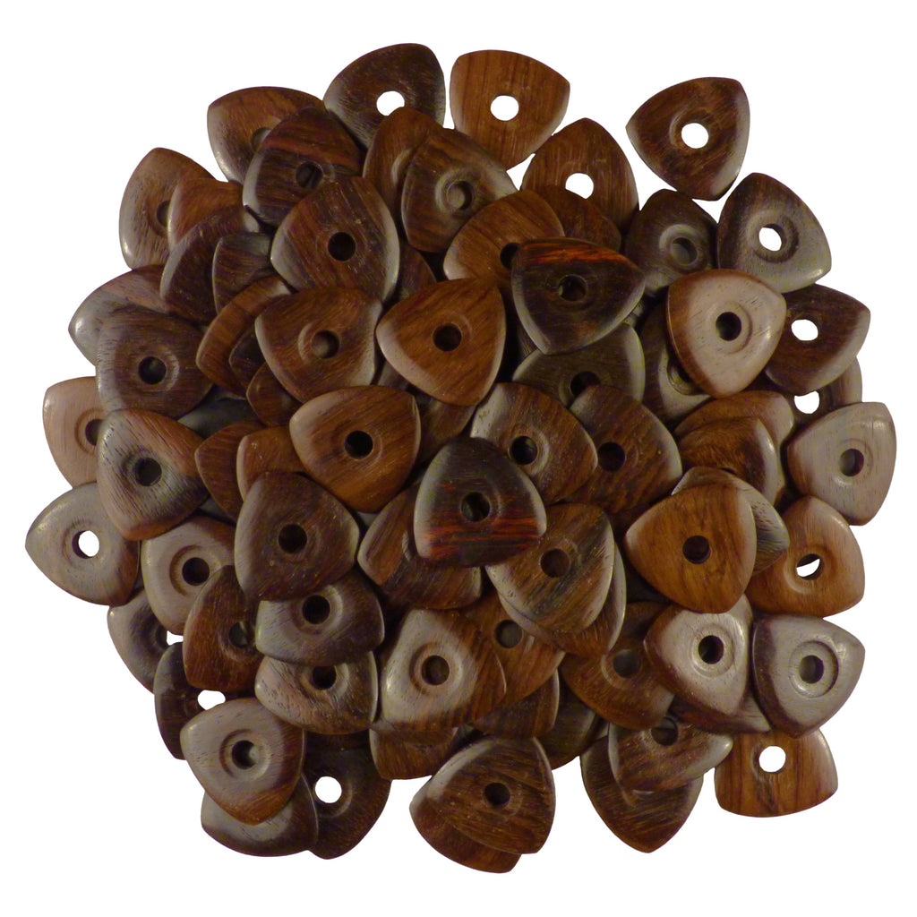 Rosewood Guitar Or Bass Pick - 4.0 mm Ultra Heavy Gauge - 346 Contoured Triangle With Grip Hole Shape - Natural Finish Handmade Specialty Exotic Plectrum Exotic Plectrums