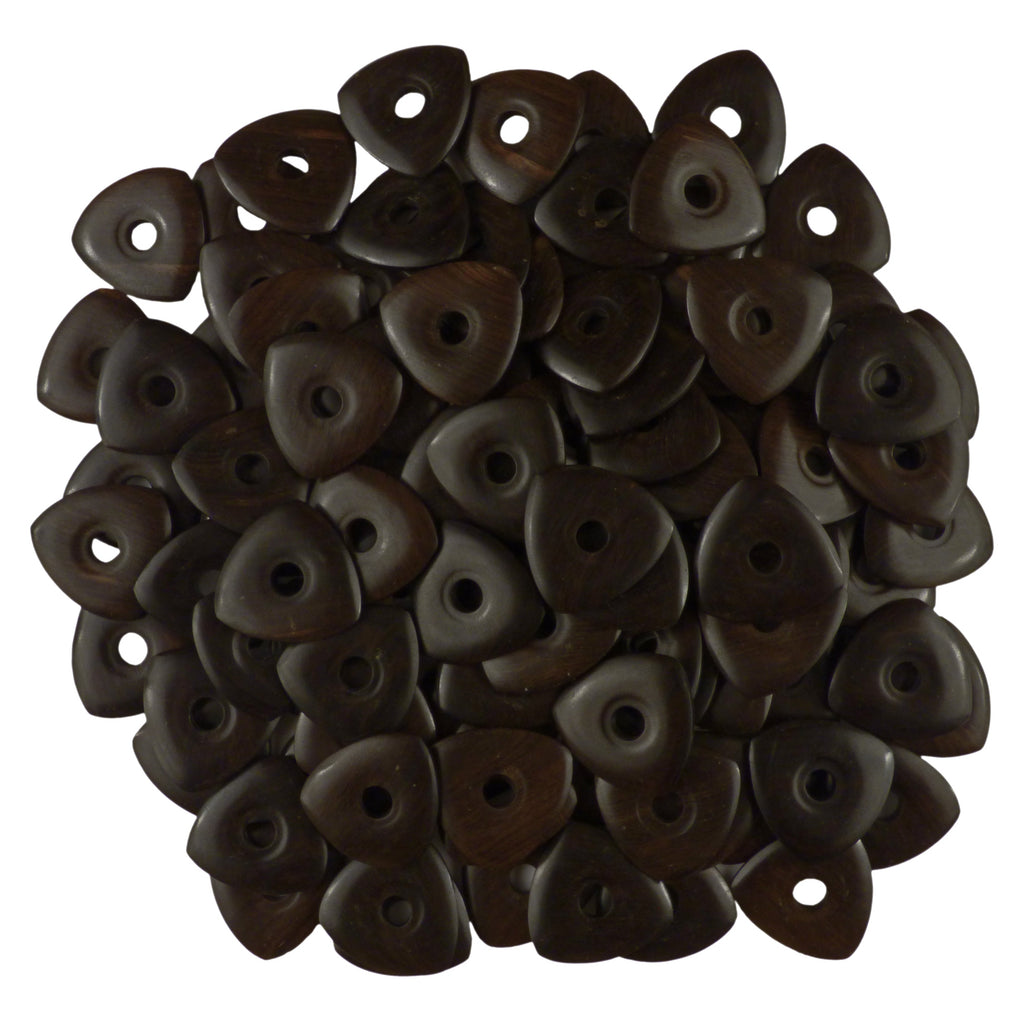 Ebony Wood Guitar Or Bass Pick - 4.0 mm Ultra Heavy Gauge - 346 Contoured Triangle With Grip Hole Shape - Natural Finish Handmade Specialty Exotic Plectrum Exotic Plectrums