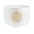 10" White-Frosted Crystal Singing Bowl, Flower of Life 128 Hz Utah Energy Healing Center