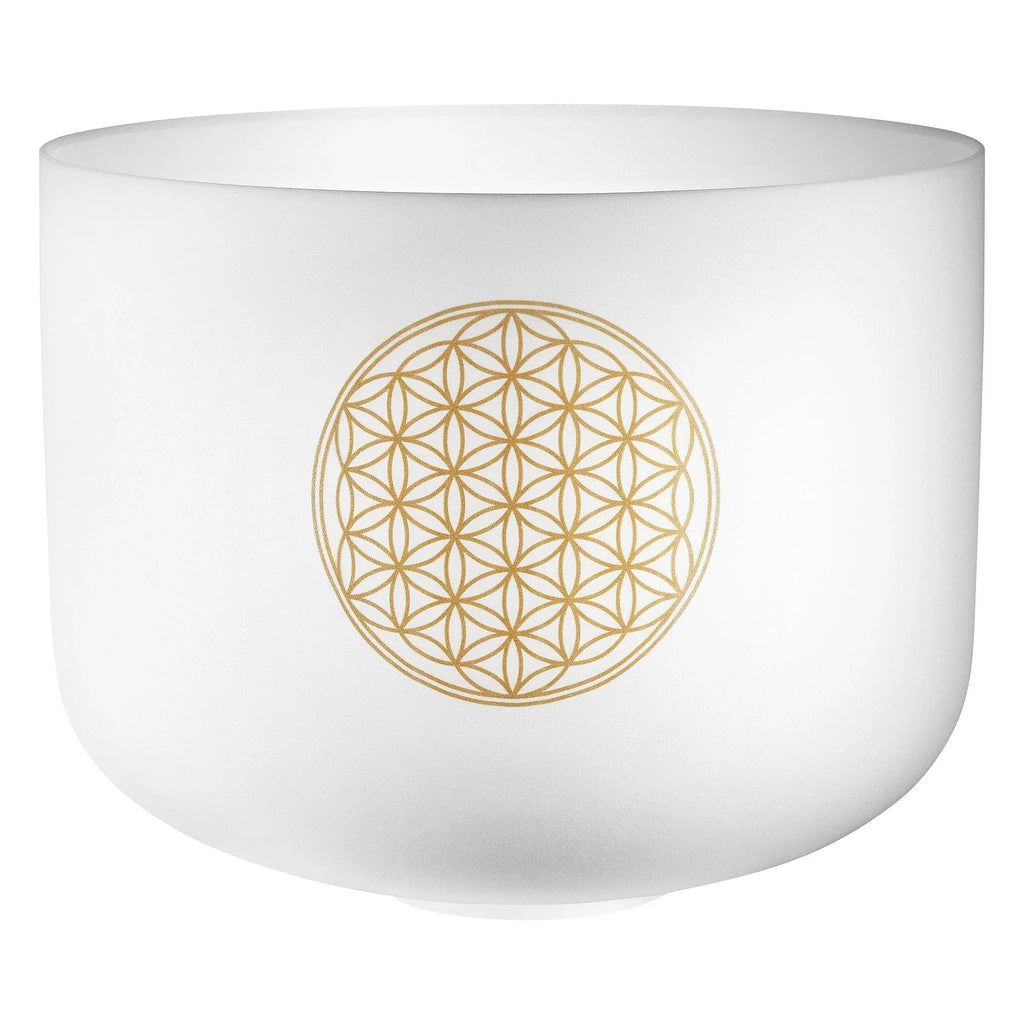 16" White-Frosted Crystal Singing Bowl, Flower of Life 128 Hz Utah Energy Healing Center