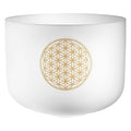 16" White-Frosted Crystal Singing Bowl, Flower of Life 128 Hz Utah Energy Healing Center