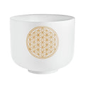 8" White-Frosted Crystal Singing Bowl, Flower of Life 128 Hz Utah Energy Healing Center