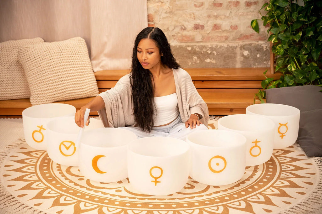 7-Piece Crystal Singing Bowl Chakra Set, Planetary Tuned Utah Energy Healing Center