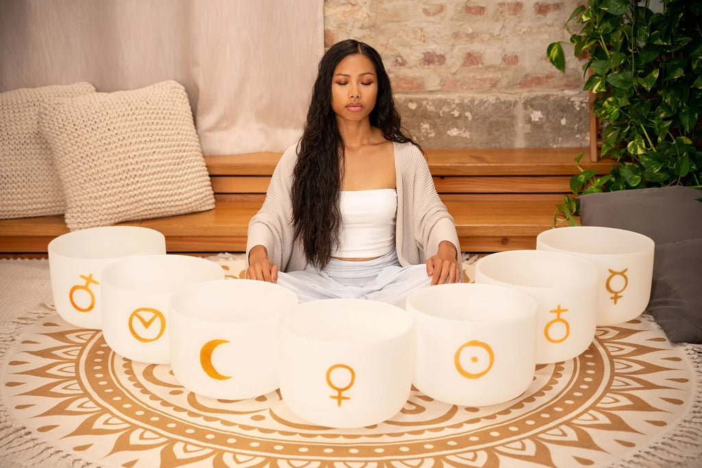 7-Piece Crystal Singing Bowl Chakra Set, Planetary Tuned Utah Energy Healing Center