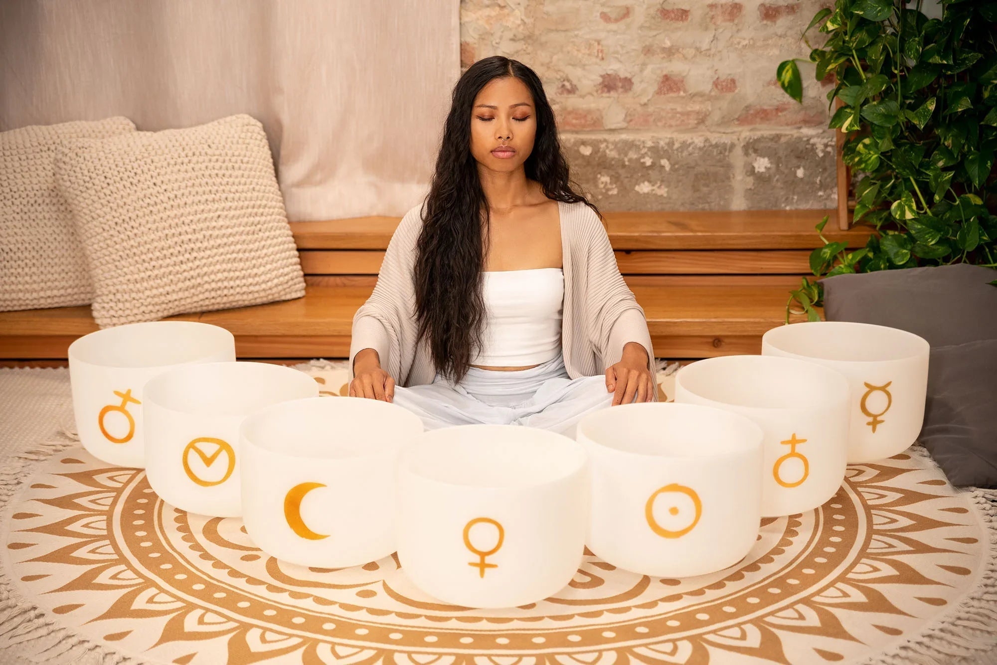 7-Piece Crystal Singing Bowl Chakra Set, Planetary Tuned Utah Energy Healing Center