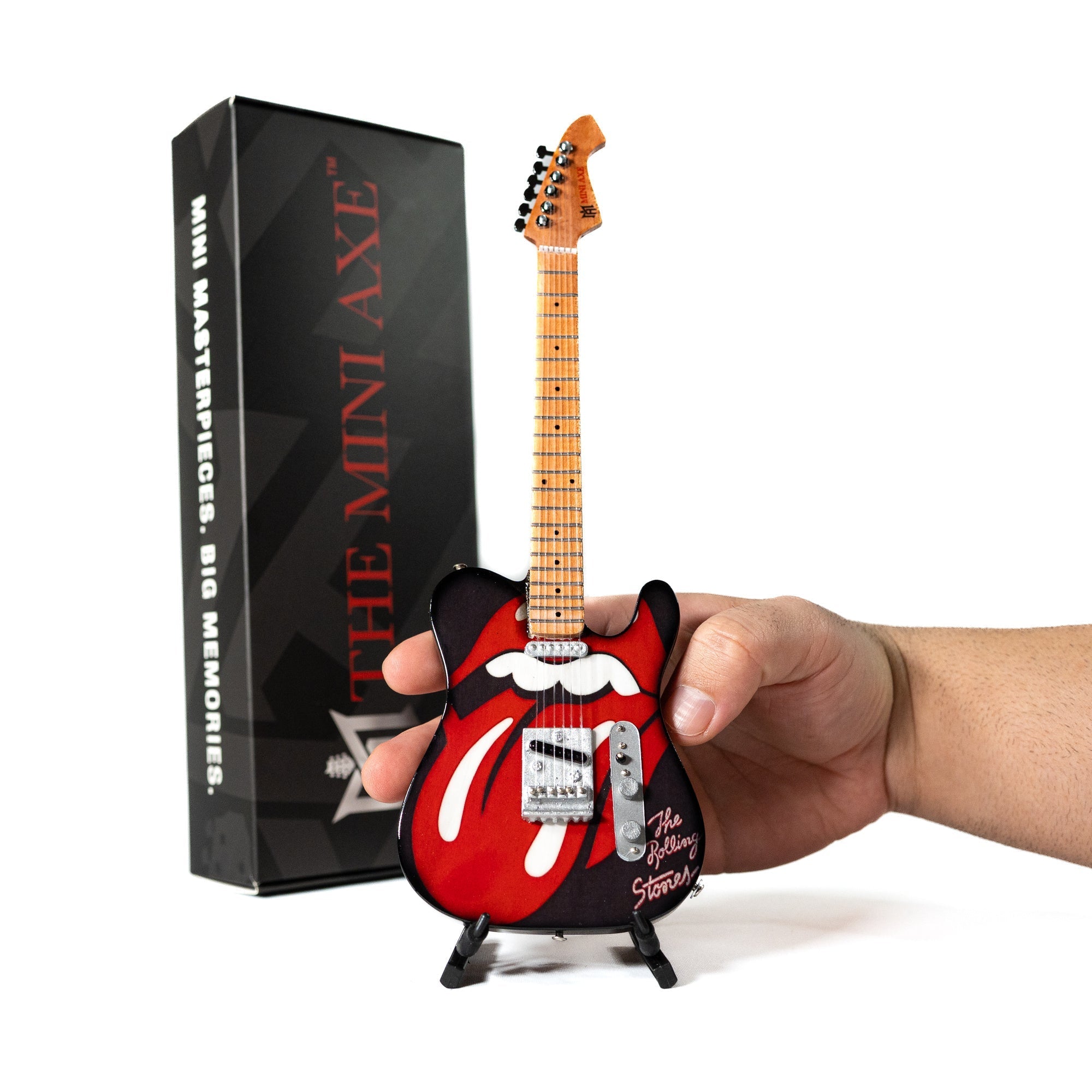 The Rolling Stones "Tongue and Lips" and "Tattoo You" Collectible Miniature Guitar Set The Mini Axe
