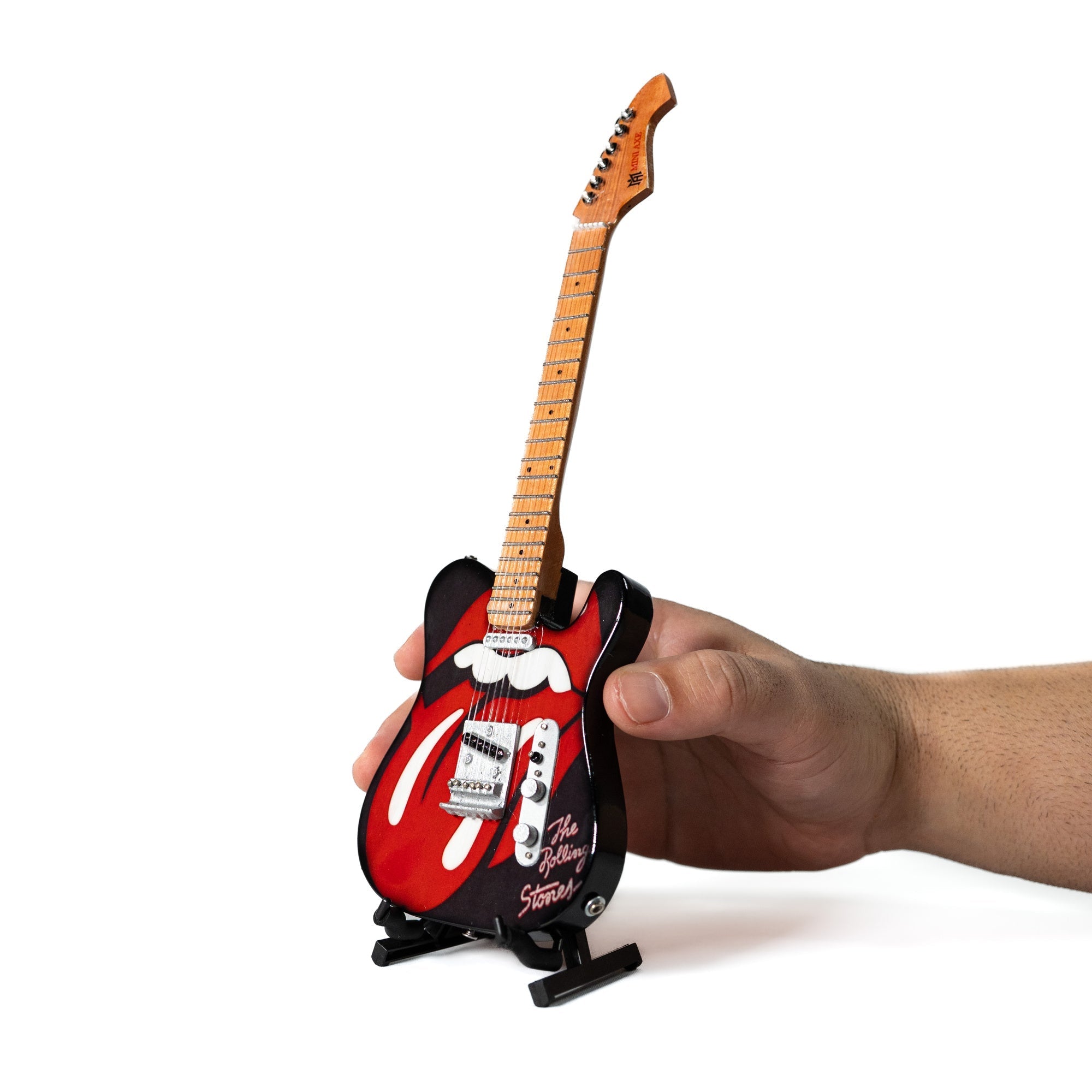 The Rolling Stones "Tongue and Lips" and "Tattoo You" Collectible Miniature Guitar Set The Mini Axe
