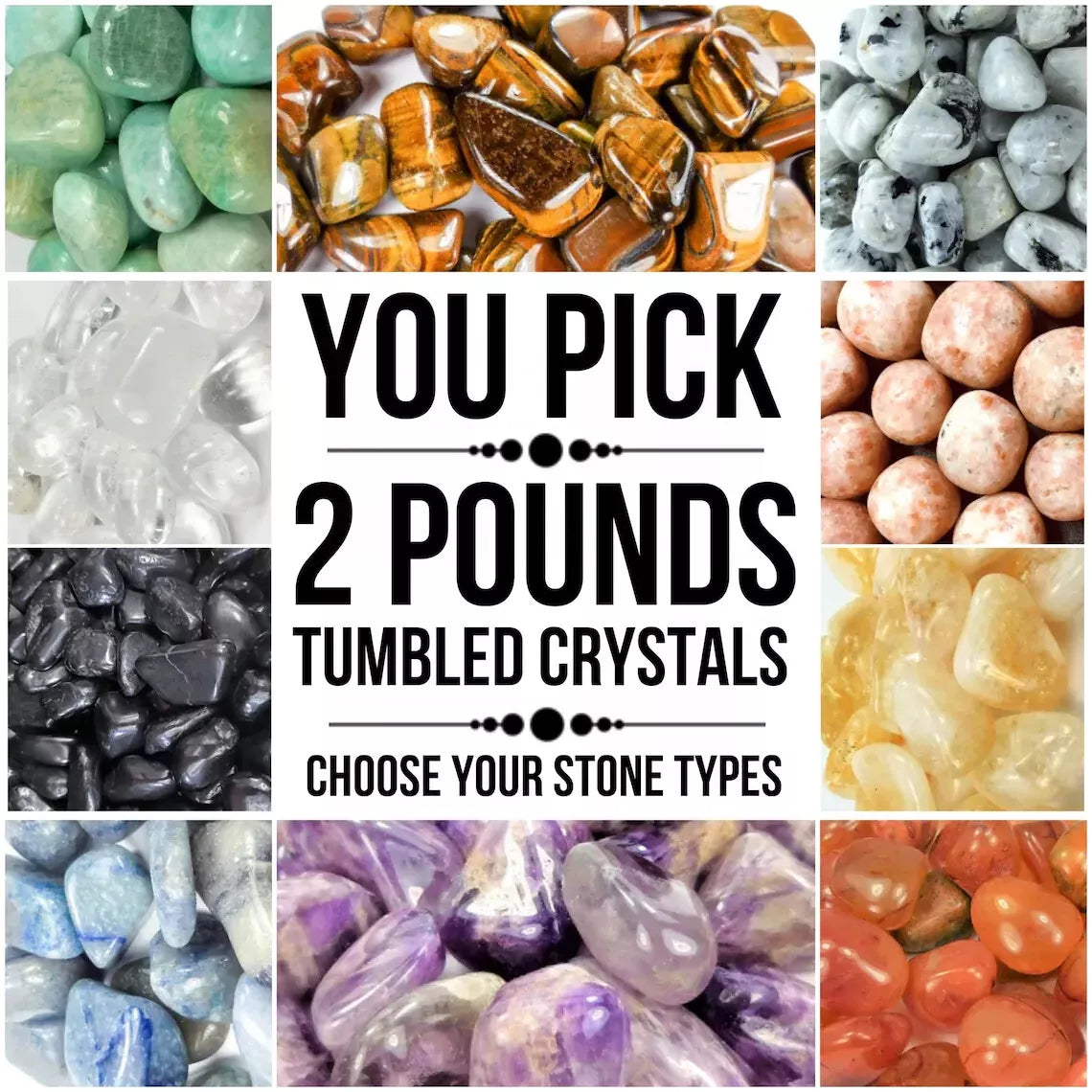 2 Lbs Tumbled Crystals Bundle #2(You Pick) Bulk Wholesale Gemstone Lot Polished Stones Amazing Crystals