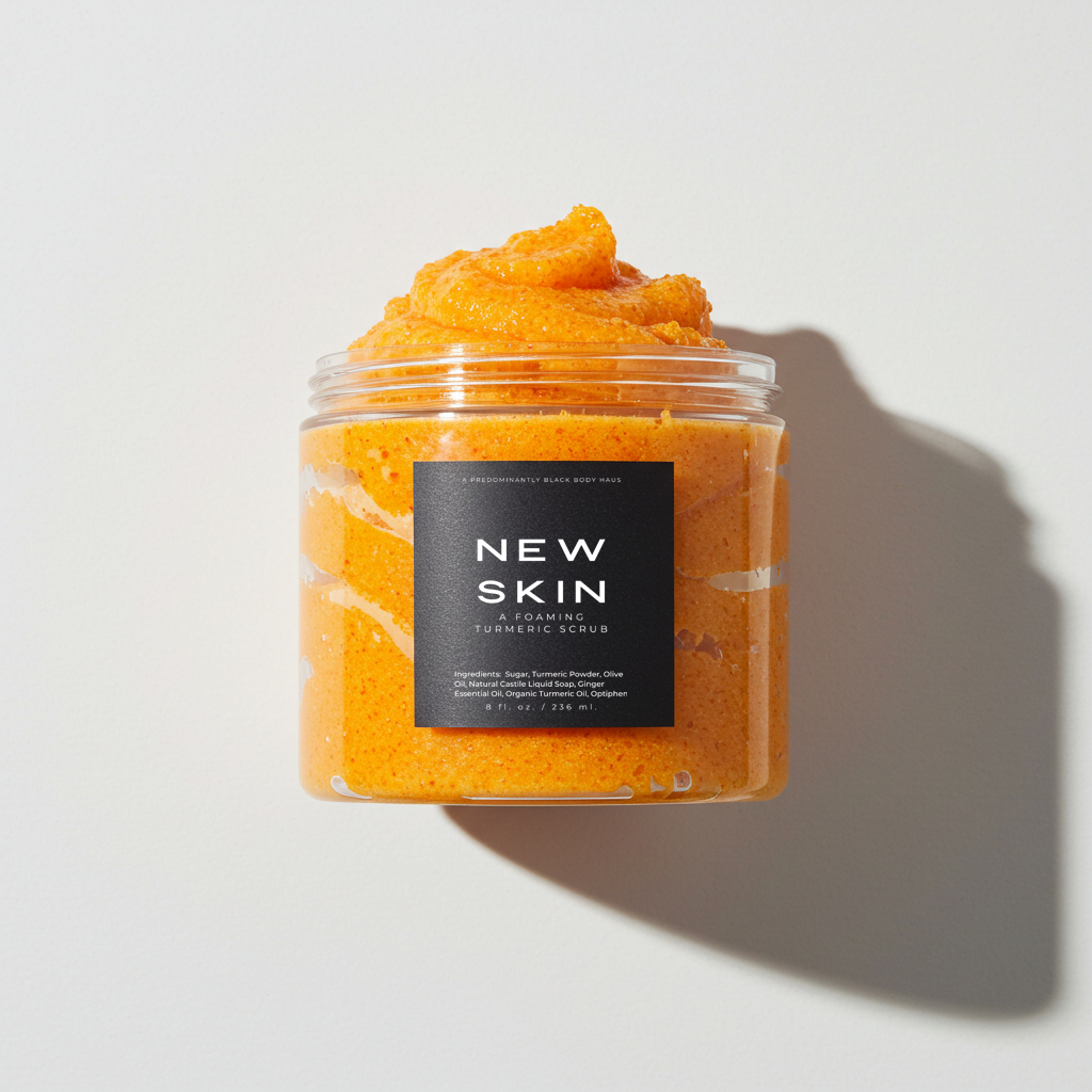 NEW SKIN, A FOAMING TURMERIC SCRUB Predominantly Black