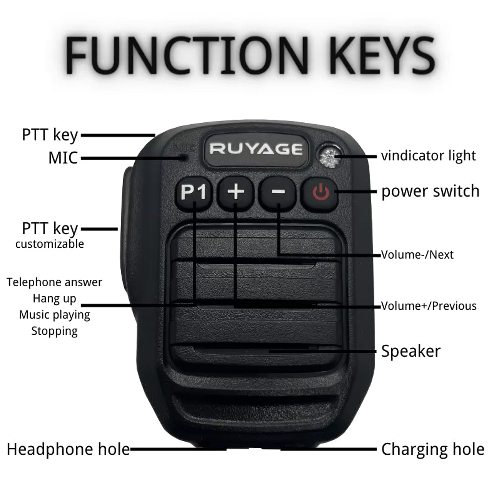 RUYAGE HB980 Bluetooth PTT Microphone for Zello Walkie Talkie | Wireless Push to Talk Mic for iPhone Android Ruyage Radio