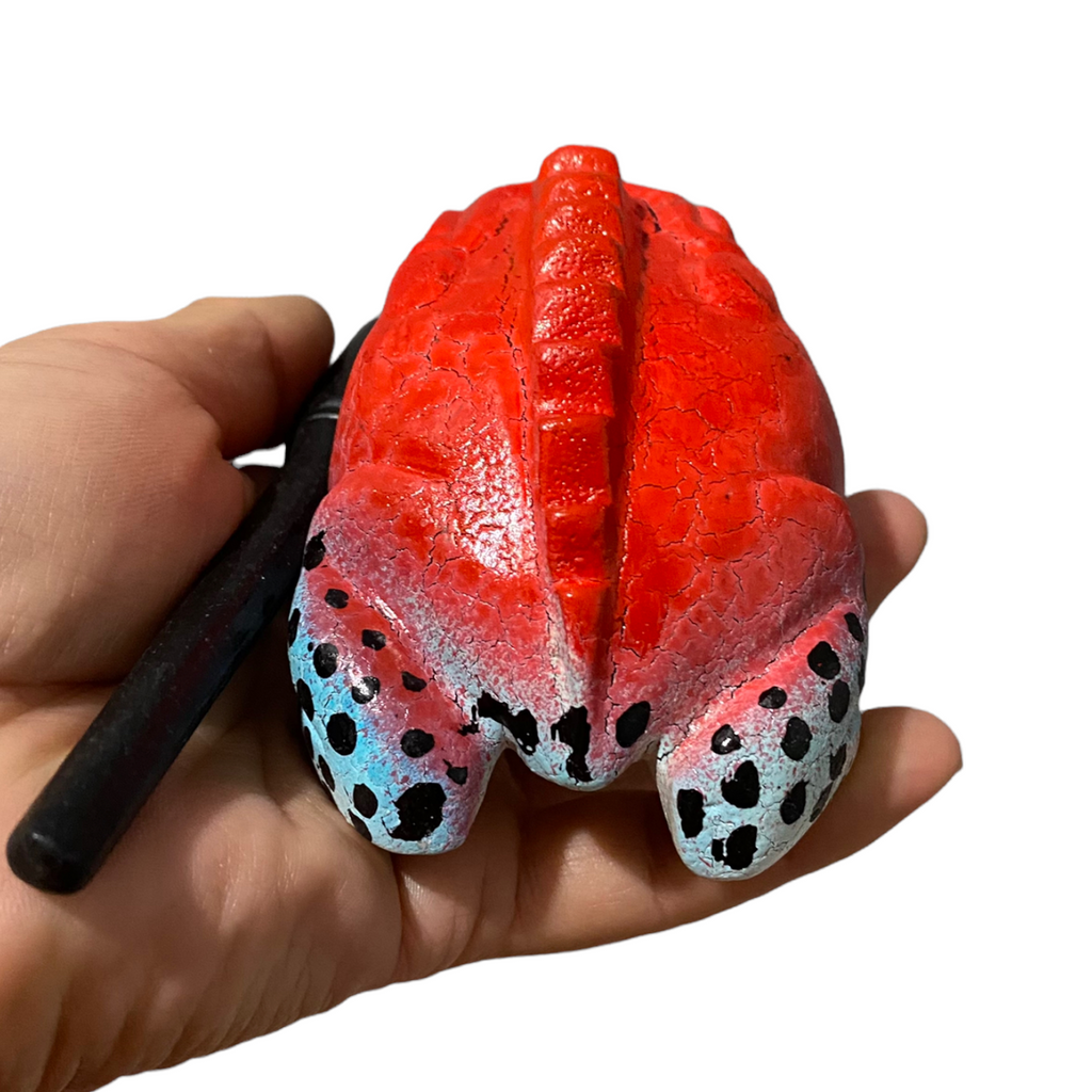 3" Wooden Musical Frog - Red Dart Design (Percussion Instrument) Music Frog Co