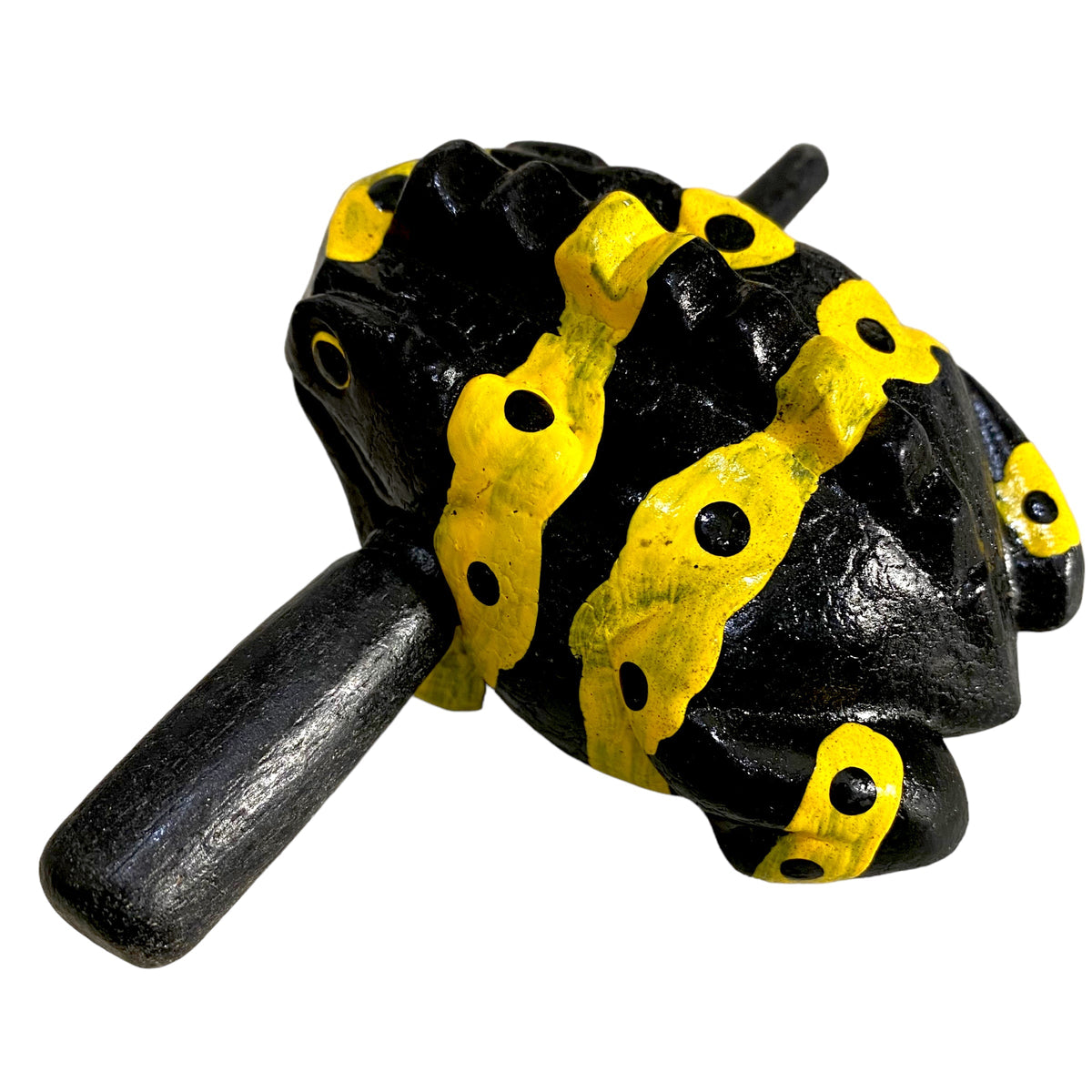 1.5" Wooden Musical Frog - Yellow Dart Design (Percussion Instrument) Music Frog Co