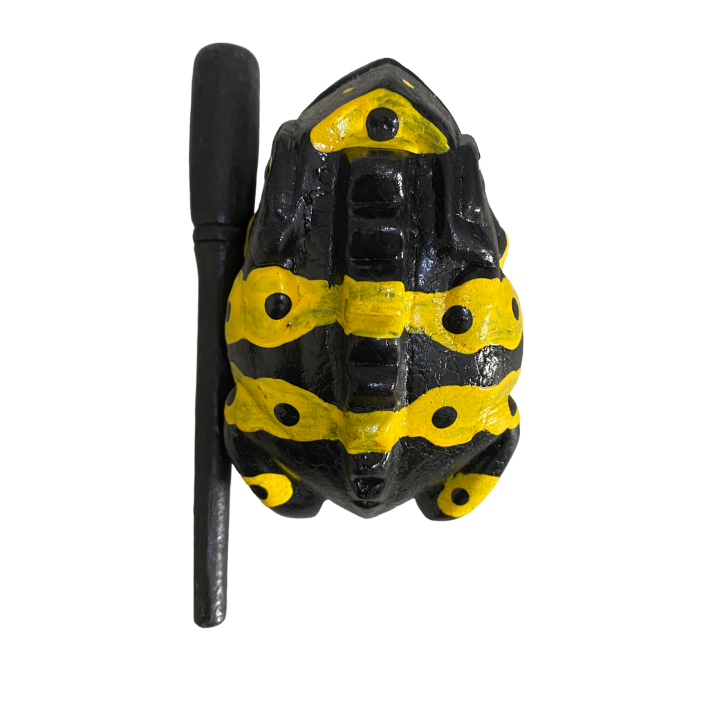 1.5" Wooden Musical Frog - Yellow Dart Design (Percussion Instrument) Music Frog Co