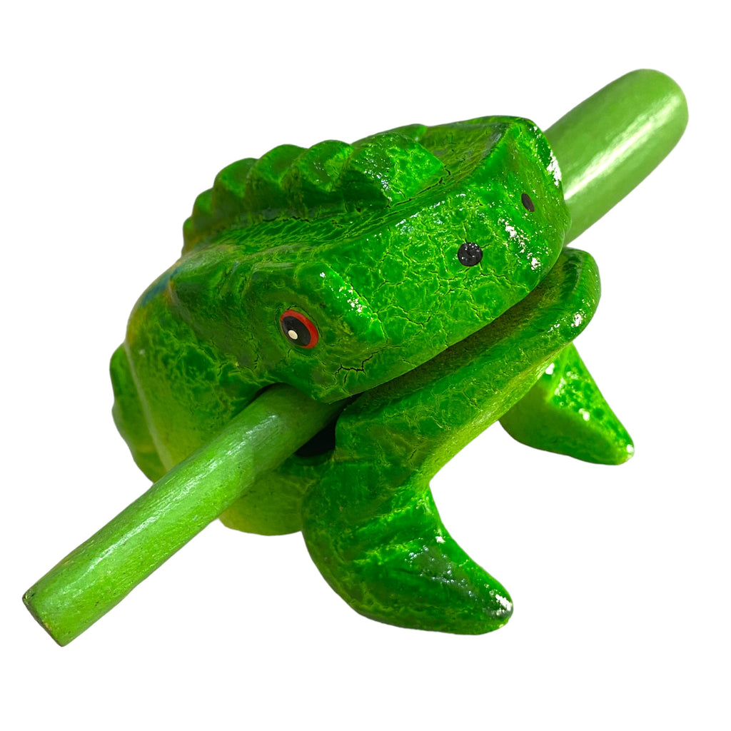 3" Wooden Musical Frog - Green Tree Design (Percussion Instrument) Music Frog Co