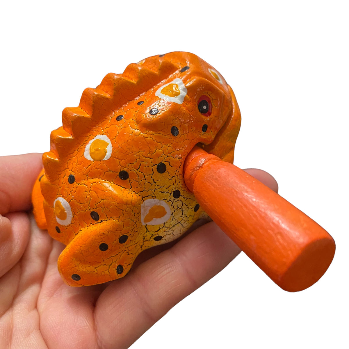 2" Wooden Musical Frog - Pumpkin Design (Percussion Instrument) Music Frog Co