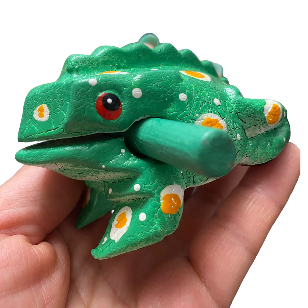 2" Wooden Musical Frog - Mint Design (Percussion Instrument) Music Frog Co