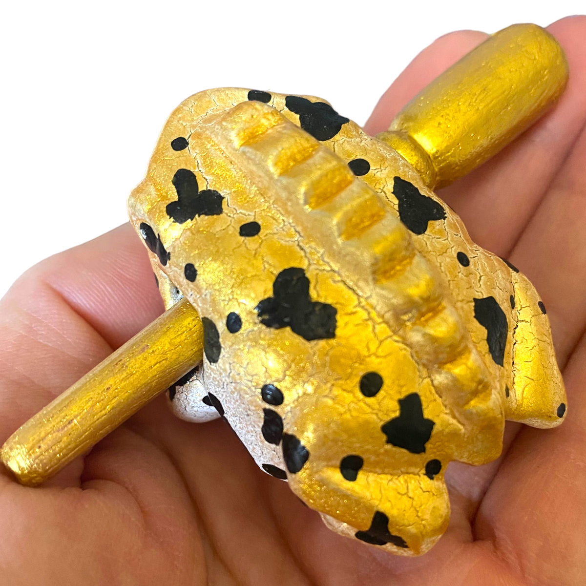1.5" Wooden Musical Frog - Egyptian Golden Design (Percussion Instrument) Music Frog Co