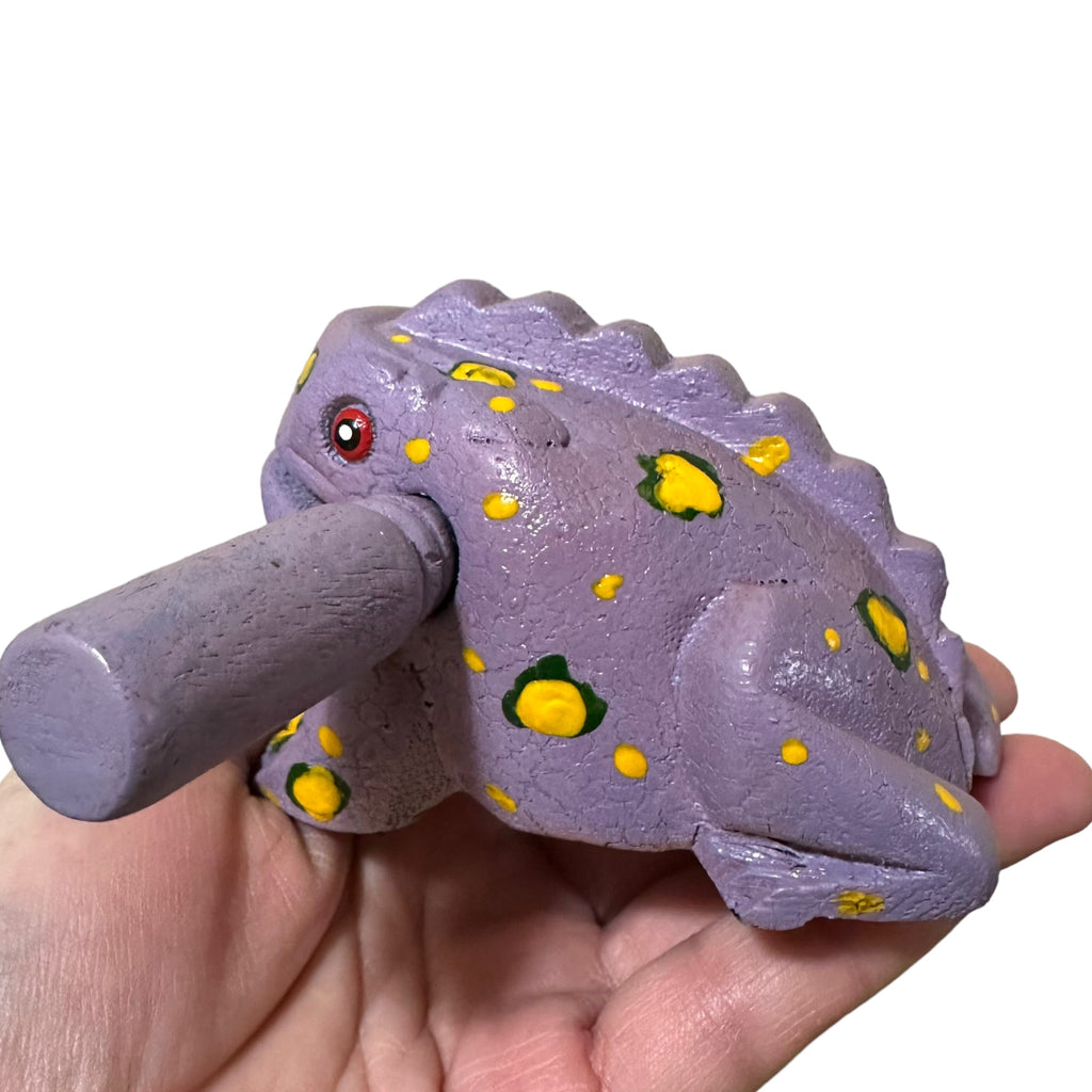 3" Wooden Musical Frog - Lavender Design (Percussion Instrument) Music Frog Co