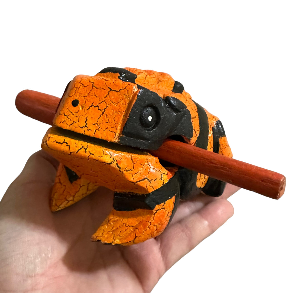 4" Wooden Musical Frog - Orange Dart Design (Percussion Instrument) Music Frog Co