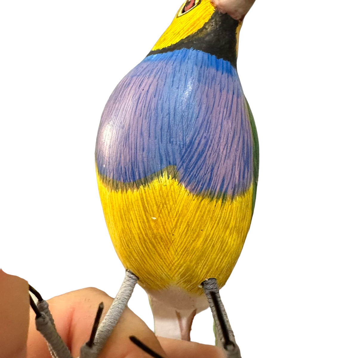 Wooden Hand-painted Yellow Finch Bird Figurine Decoration Music Frog Co