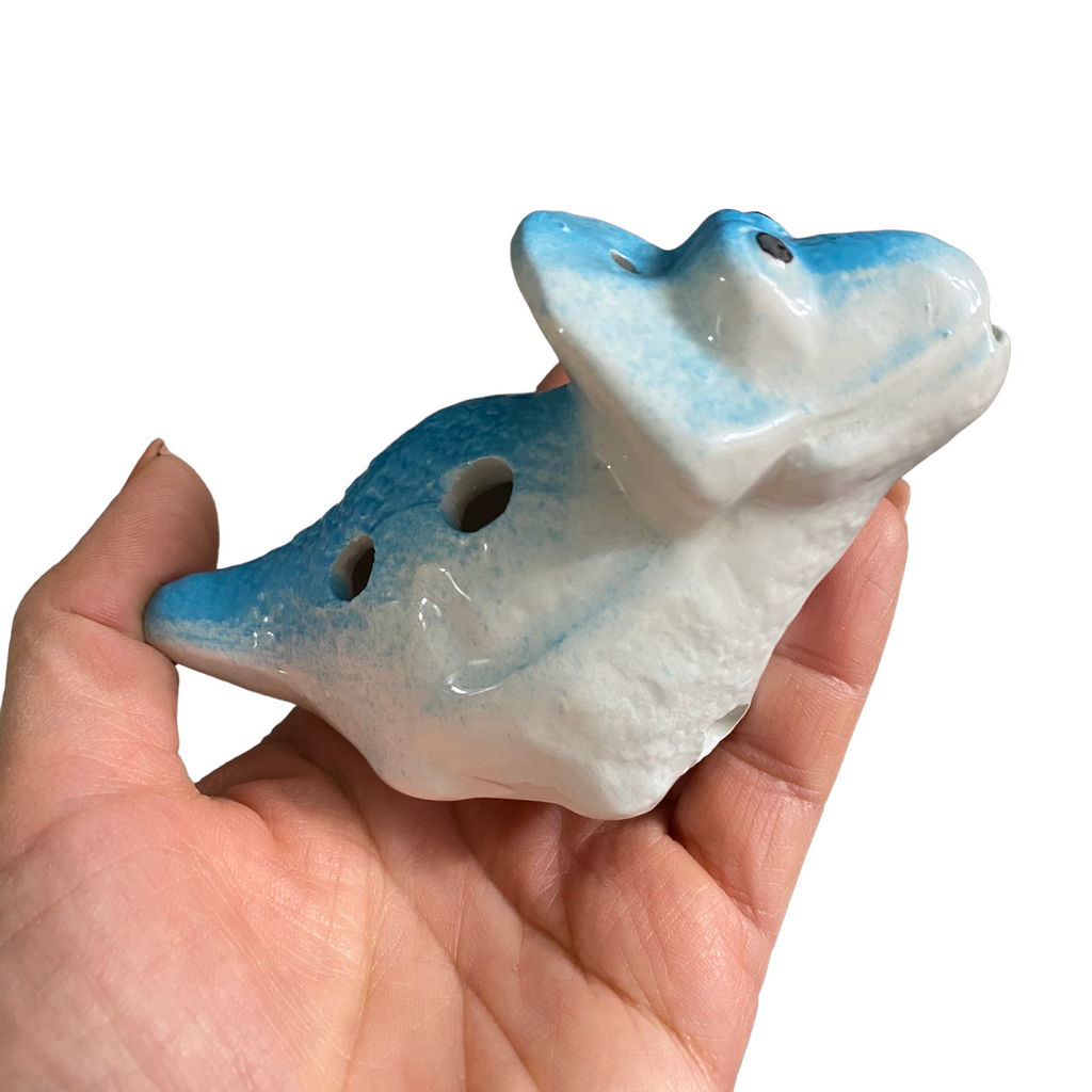 Ceramic Dinosaur Ocarina Blue Music Frog Co
