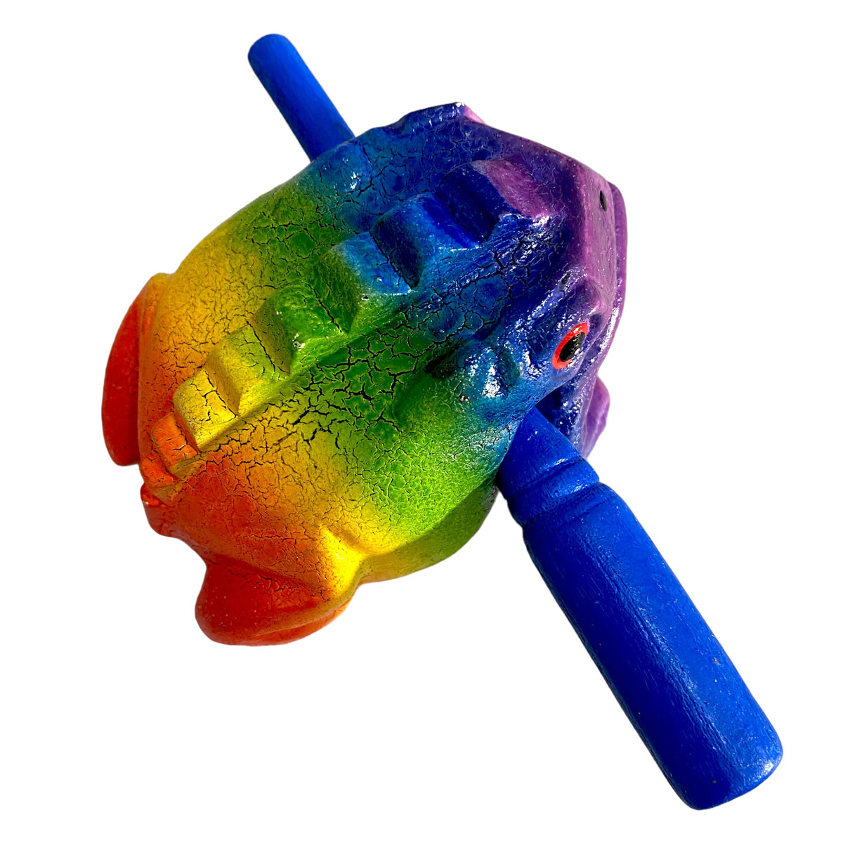 3" Wooden Musical Frog - Rainbow Design (Percussion Instrument) Music Frog Co