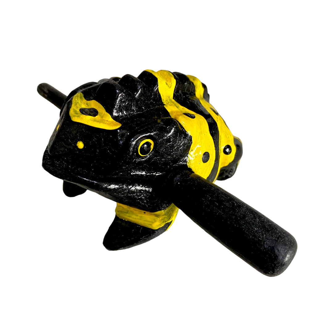 1.5" Wooden Musical Frog - Yellow Dart Design (Percussion Instrument) Music Frog Co