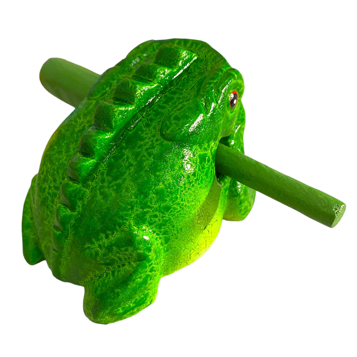 3" Wooden Musical Frog - Green Tree Design (Percussion Instrument) Music Frog Co