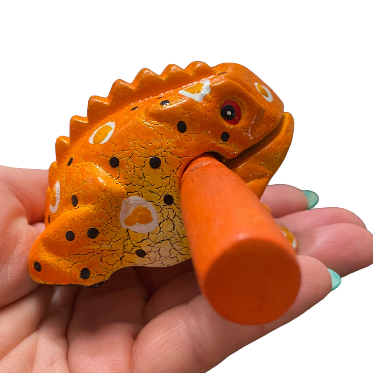 2" Wooden Musical Frog - Pumpkin Design (Percussion Instrument) Music Frog Co