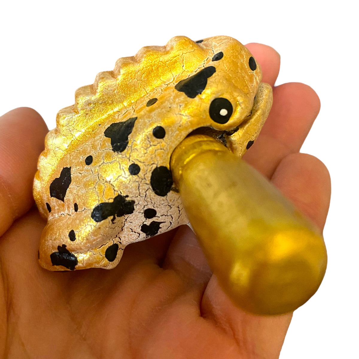 1.5" Wooden Musical Frog - Egyptian Golden Design (Percussion Instrument) Music Frog Co