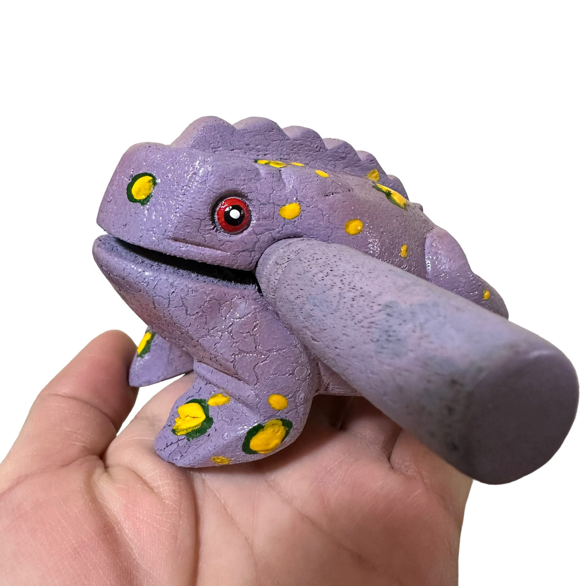 3" Wooden Musical Frog - Lavender Design (Percussion Instrument) Music Frog Co