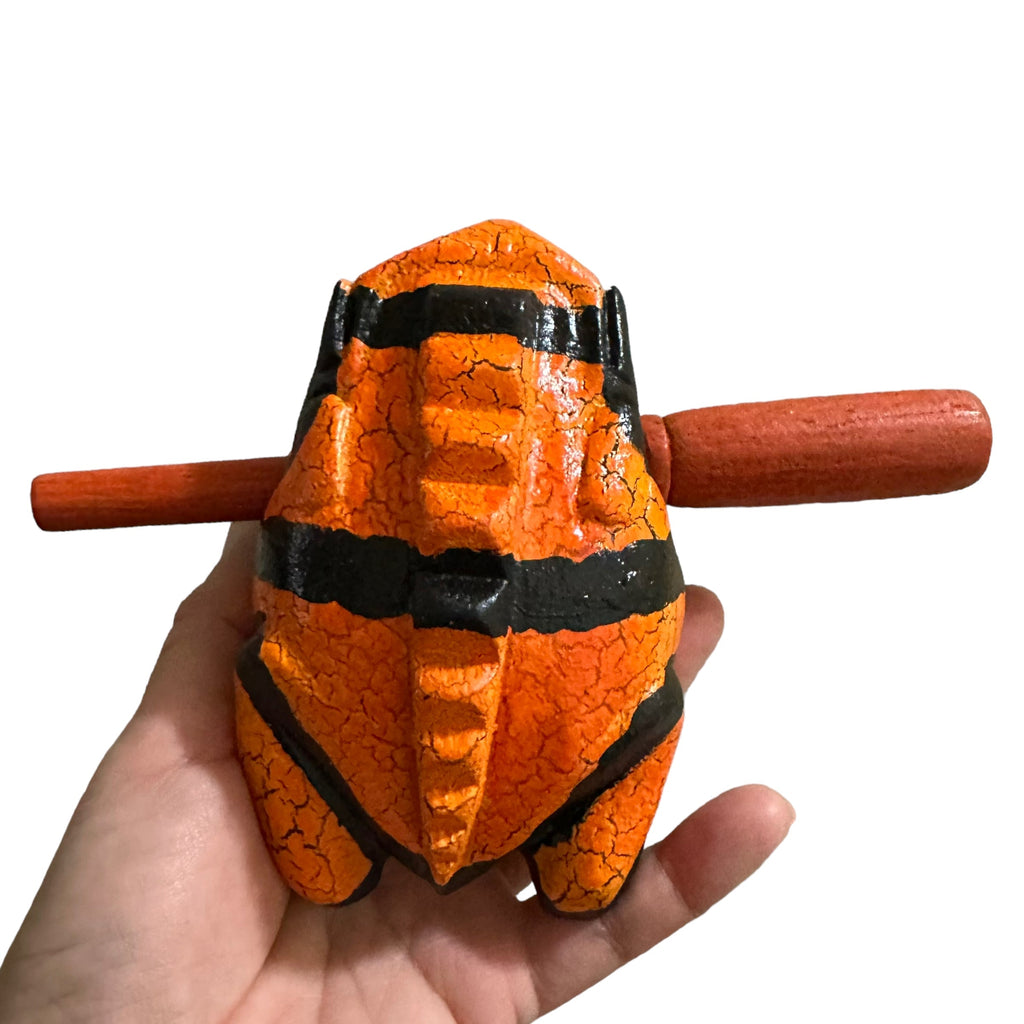 4" Wooden Musical Frog - Orange Dart Design (Percussion Instrument) Music Frog Co