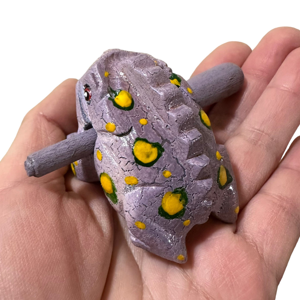 1.5" Wooden Musical Frog - Lavender Design (Percussion Instrument) Music Frog Co