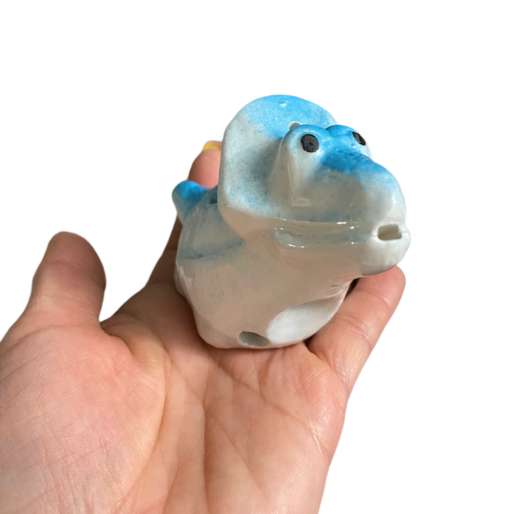 Ceramic Dinosaur Ocarina Blue Music Frog Co