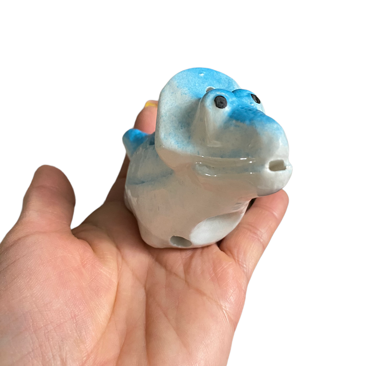 Ceramic Dinosaur Ocarina Blue Music Frog Co