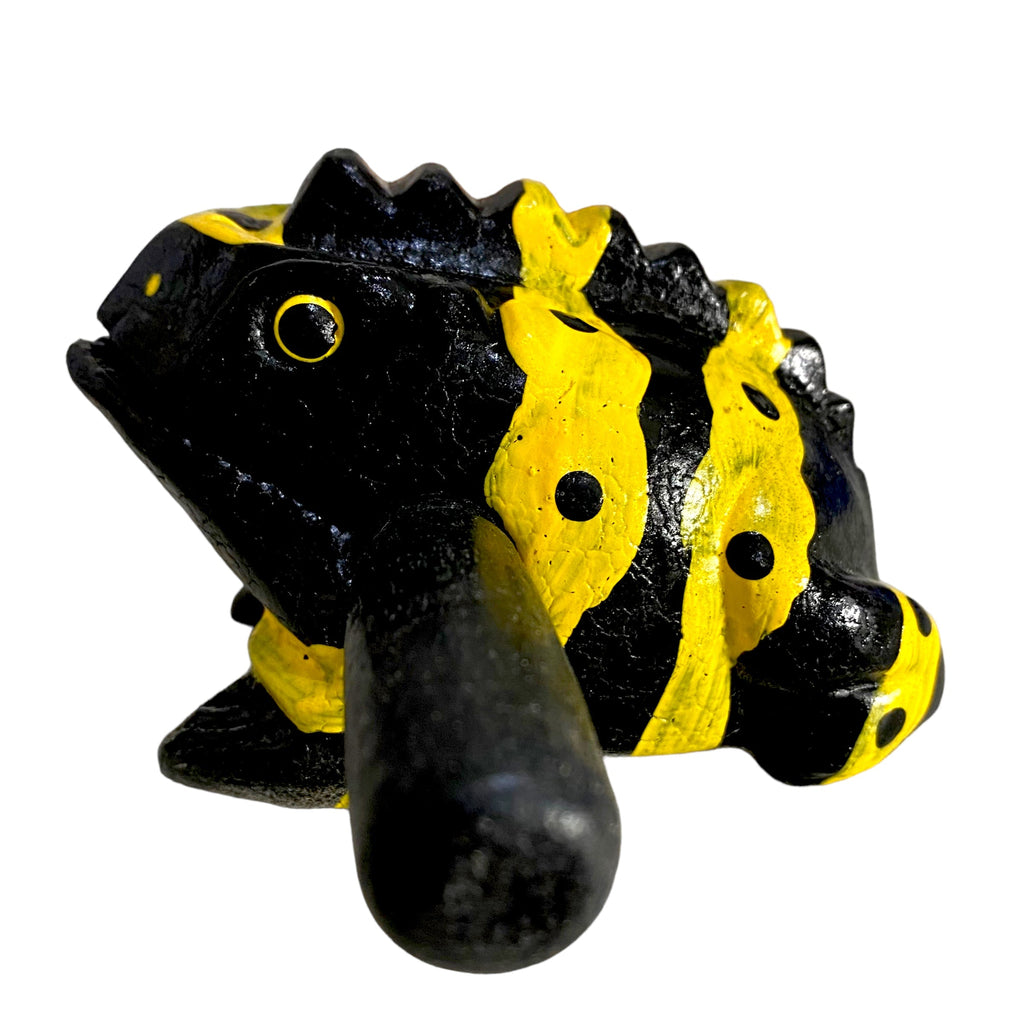 1.5" Wooden Musical Frog - Yellow Dart Design (Percussion Instrument) Music Frog Co