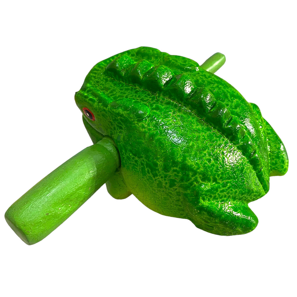3" Wooden Musical Frog - Green Tree Design (Percussion Instrument) Music Frog Co