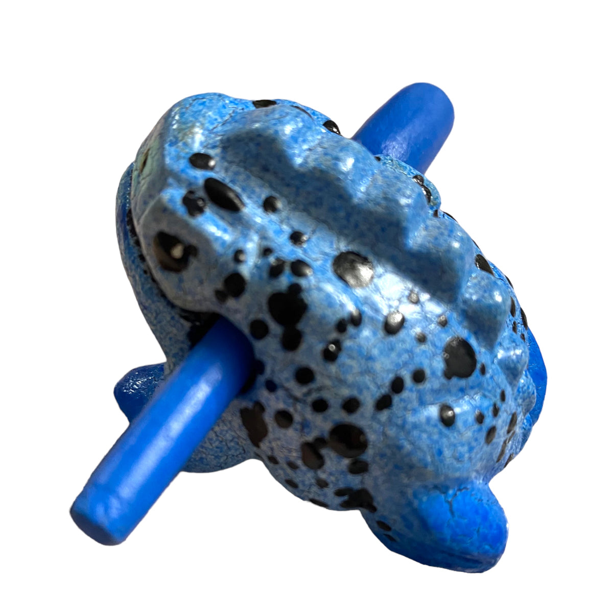 1.5" Wooden Musical Frog - Blue Dart Design (Percussion Instrument) Music Frog Co