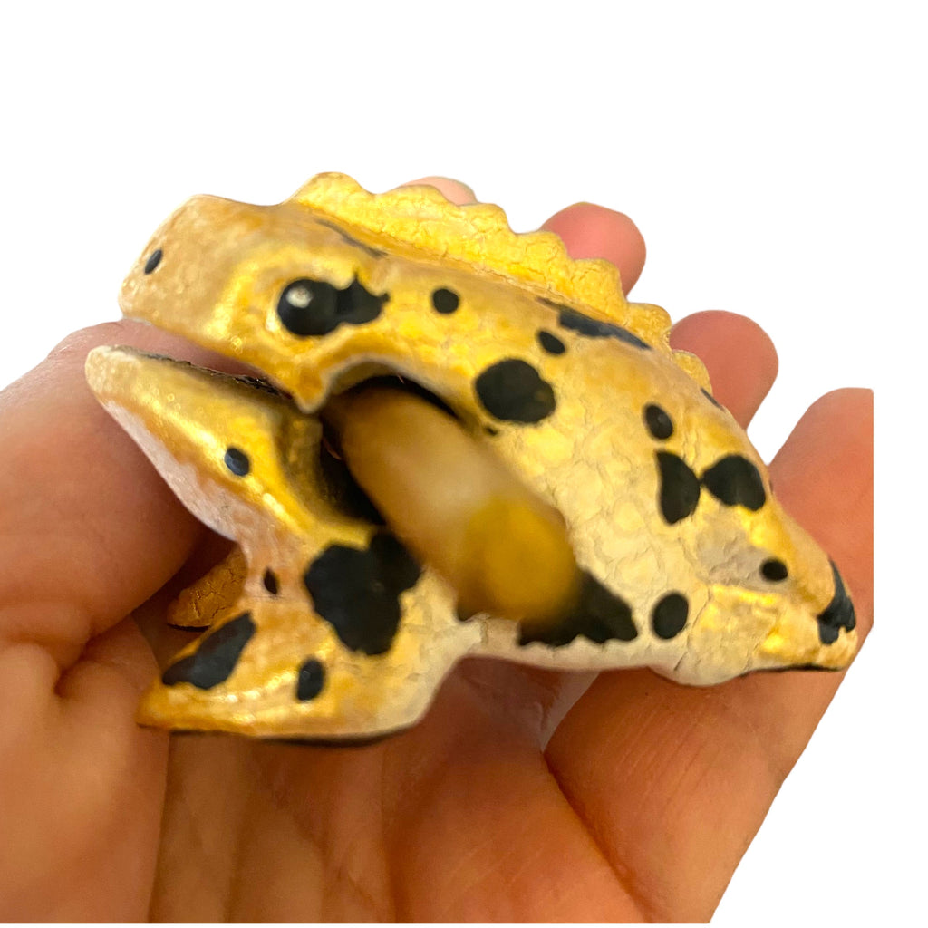 1.5" Wooden Musical Frog - Egyptian Golden Design (Percussion Instrument) Music Frog Co