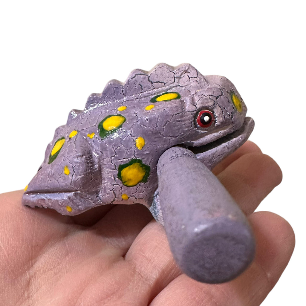 1.5" Wooden Musical Frog - Lavender Design (Percussion Instrument) Music Frog Co