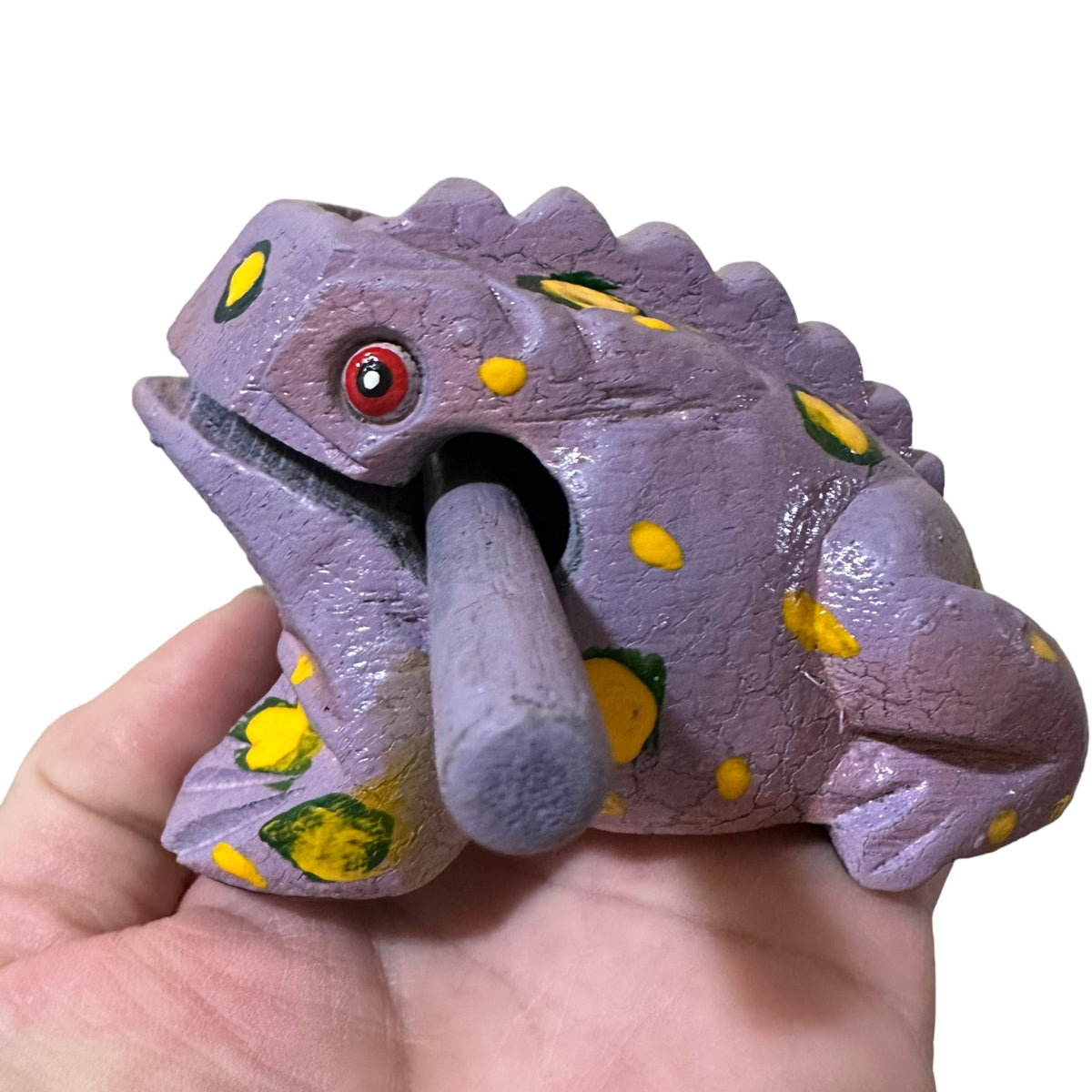 3" Wooden Musical Frog - Lavender Design (Percussion Instrument) Music Frog Co