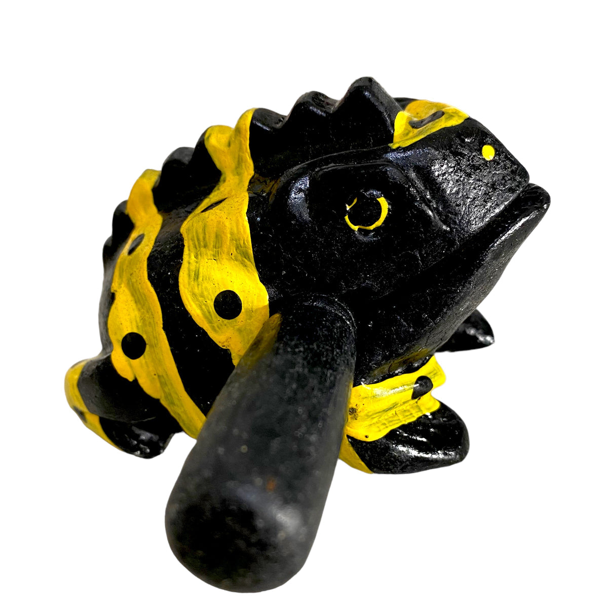 1.5" Wooden Musical Frog - Yellow Dart Design (Percussion Instrument) Music Frog Co
