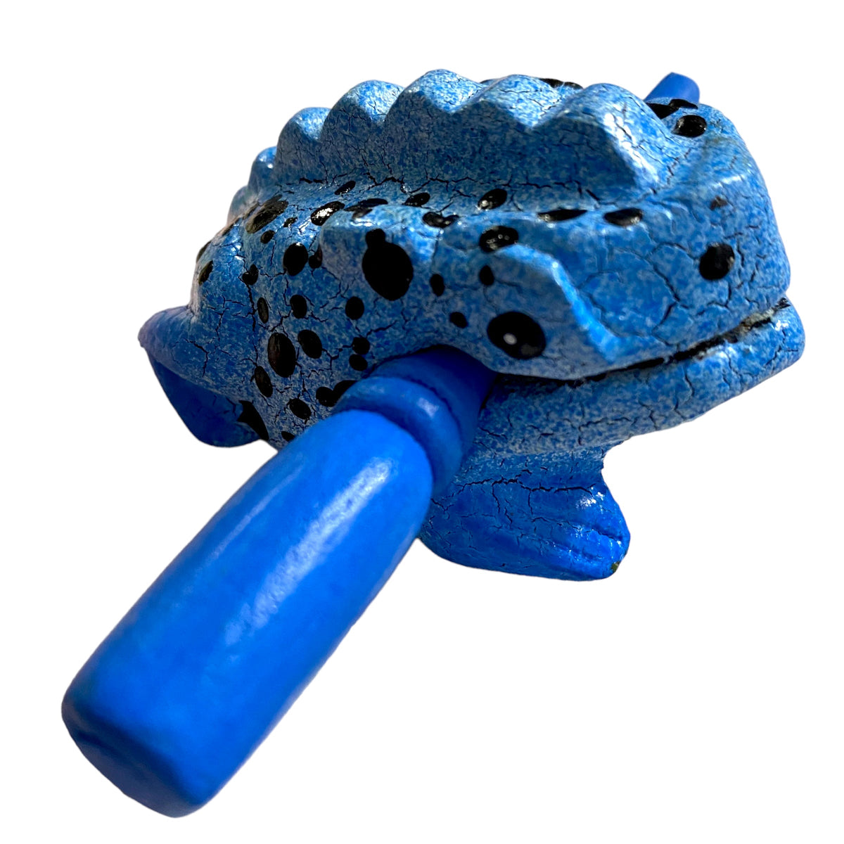 1.5" Wooden Musical Frog - Blue Dart Design (Percussion Instrument) Music Frog Co