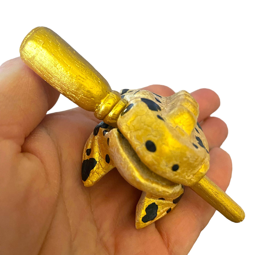 1.5" Wooden Musical Frog - Egyptian Golden Design (Percussion Instrument) Music Frog Co