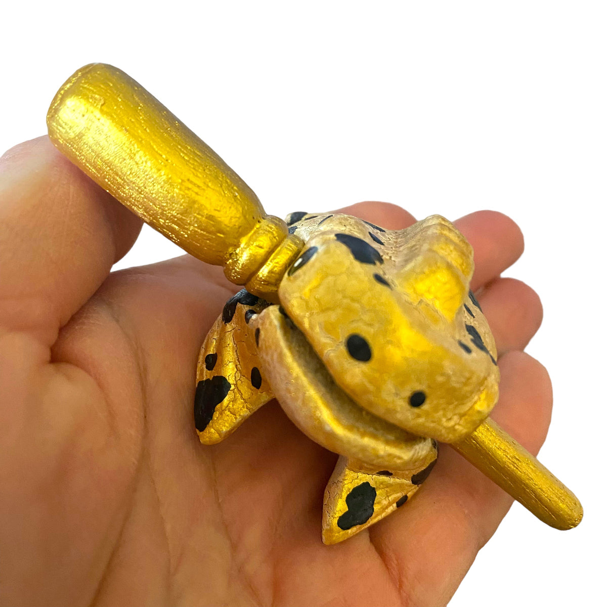 1.5" Wooden Musical Frog - Egyptian Golden Design (Percussion Instrument) Music Frog Co