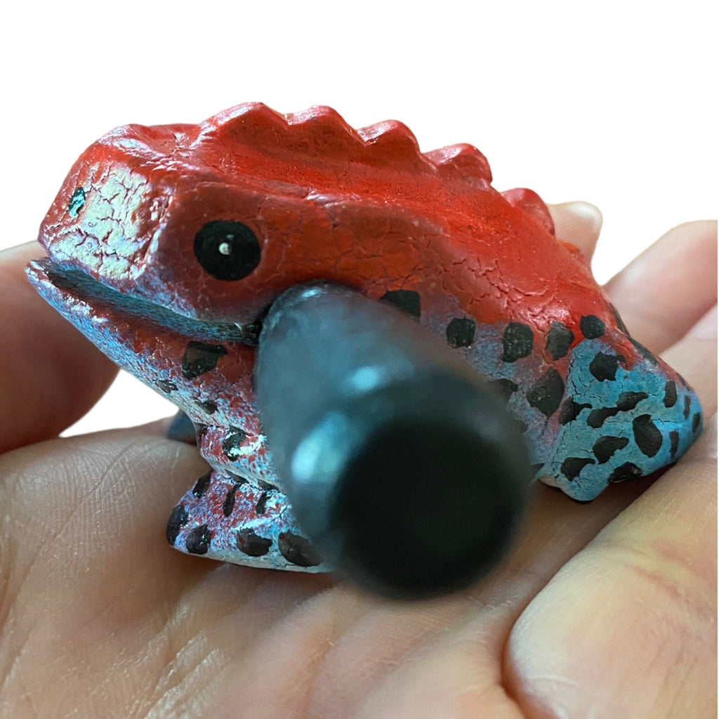 1.5" Wooden Musical Frog - Red Dart Design (Percussion Instrument) Music Frog Co