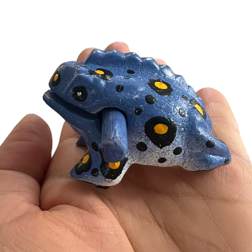 1.5" Wooden Musical Frog - Stone Design (Percussion Instrument) Music Frog Co